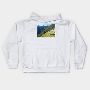 Inca Terraces of Machu Picchu. Peru Kids Hoodie